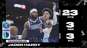 It was Hardy Party time in Atlanta! Former Texas Legends assignee and G League Ignite star Jaden Hardy dropped a season-high 23 points and tied his career-high with 3 steals for the Dallas Mavericks in a road win over the Hawks #GLeagueAlum | NBA G League