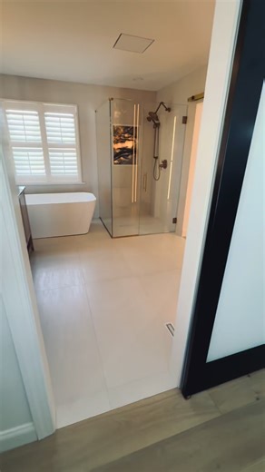 Step into luxury with our latest project, featuring a stunning spa-like escape that redefines relaxation. Here's what makes this bathroom and custom closet a true masterpiece:✨ **Key Features:**- **Zero Clearance Tile Linear Drain:** Enjoy seamless elegance with our innovative drainage system.- **Backlit Quartzite Niche:** Illuminate your space with stunning backlit quartzite in the niche and behind the vanity.- **90-Inch White Oak Vanity:** Custom-built in-house by HARTMAN Home Improvements for