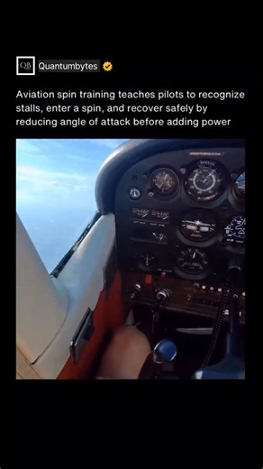 QUANTUMBYTES on Instagram: "Aviation spin training teaches pilots how to recognize, enter, and recover from an aerodynamic spin in a controlled environment. A spin occurs when an aircraft is stalled and one wing drops, causing the plane to rotate downward in a corkscrew motion. Without training, this situation can quickly become fatal. During training, pilots intentionally stall the aircraft and induce a spin under instructor supervision. This helps them understand control feel, visual cues, and