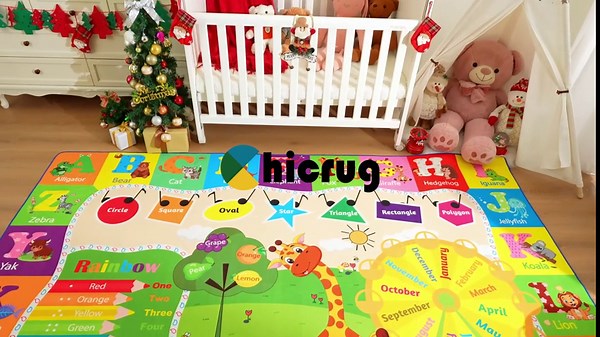 Chicrug Educational 3x5 Kids Area Rug for Playroom, TPR Non Slip Kids Classroom Carpet Rug for Learning ABC Animal, Shape Color Fruit, Washable Play Mat Rug for Children Nursery Toddler Room Decor