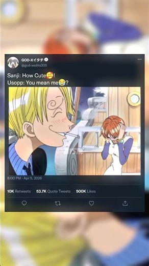 Sanji: How Cute🥰! Usopp: You mean me😂? #anime #animeedit #luffy #onepiece #amv #edit #capcut