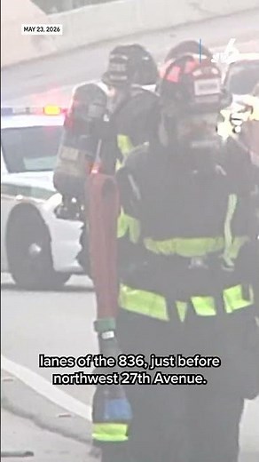 Bus bursts into flames and causes an explosion on a Miami highway