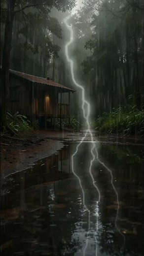 Rain, Thunder and Wind Outside Cozy Forest #rain #rainoundforsleep #heavyraining