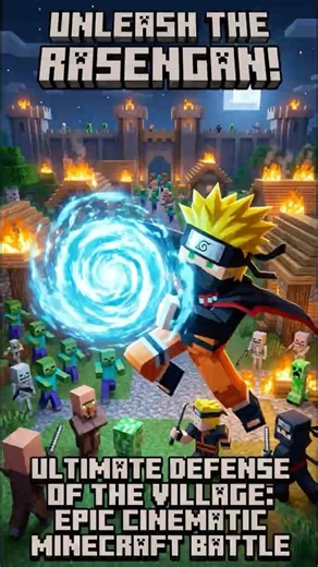 Naruto Unleashes Rasengan to Defend a Minecraft Village! ⚡ #minecraft #minecarftshort
