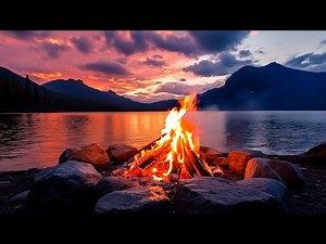 Tranquil Fire Sounds 🔥 Cozy Bonfire by the Lake for Sleep
