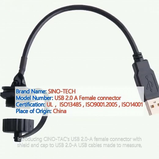 USB 2.0 A Female Connector With Shield And Cap To USB 2.0 A Usb Cables Made To Measure