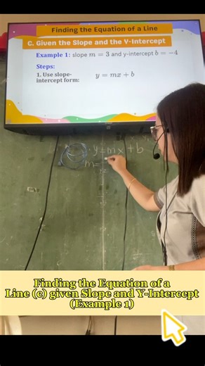 Finding the Equation of a Line (b) given Slope and Y-Intercept (Example 1) #mathematics #Math8 #mathtutor #mathlesson #mathematician #MathTinik #mathskills #mathisfun #revisedkto12curriculum #mathteacher #MaamPagayon | Mommy Eiram MiniVlog
