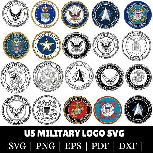 US Military Logo SVG Bundle, Army Navy Air Force Coast Guard Emblems, Patriotic American Flag, Veteran Gifts Cricut Laser Cut Files - Etsy