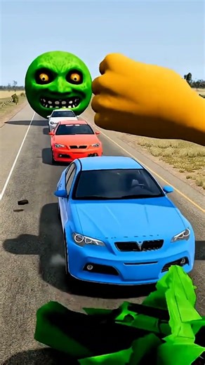 Big and Small Cars vs Giant Fist #CarAnimation #Thrilling
