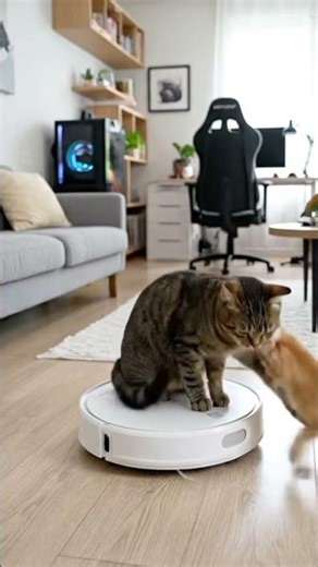 The Cat Throne: Watch the Hilarious Fight for Dominance Over the Moving Robot!