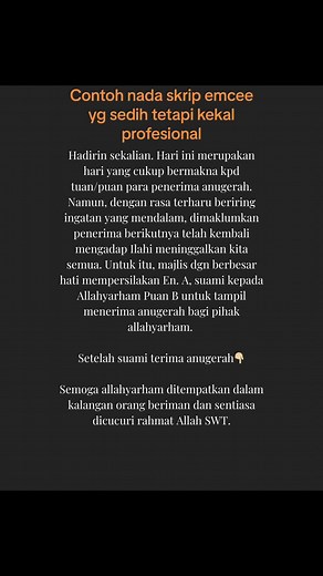 Contoh Skrip Emcee Sedih dan Profesional
