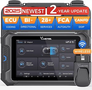 VDIAGTOOL VD80 BT Lite Wireless OBD2 Scanner Diagnostic Tool with FCA AutoAuth All System Bidirectional Scan Tool, ECU Cod-ing, 28 Services