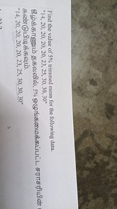 Find the value of 5% trimmed mean for the following data. "14, ... | Filo