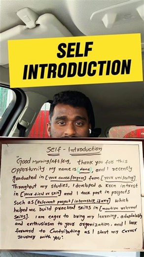 How To Introduce Yourself (Self Introduction Tips) #ytshorts #viralinterview #indiajobs #motivation