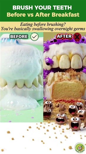 BRUSH YOUR TEETH Before vs After Breakfast #healthyeating #nutrition #food #wellness #superfoods