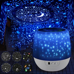 Star Projector Night Light LED Colorful Starry,Night Light Star Projector Lamp with 6Pcs Films,2 in 1 LED Galaxy Moon Projector,6 Lighting Effects Night Light for Bedroom Sleep Kids Gifts