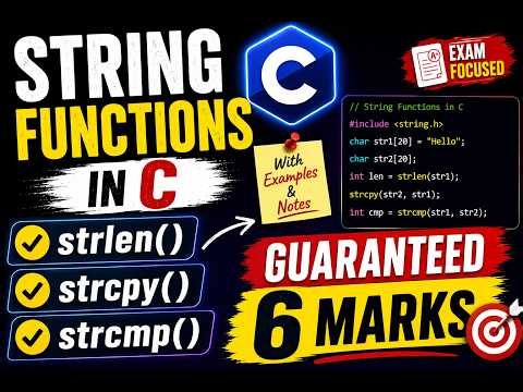 2.6 strlen(), strcpy(), strcmp() in C | Important Question for Semester Exams