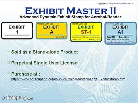 Exhibit Master II- auto-incrementing fully customizable digital exhibit stamps for legal pros.
