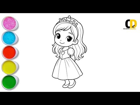 Princess 👰 drawing, painting & coloring for kids toddlers_child art #magicfinerart