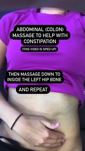 Constipation massage. *This video is sped up, a lot, go much slower.* If you are constipated, massaging the colon can help stimulate it to move things along. I know you might see other versions of this on the internet, but this is the version I prefer to use. It is the simplest to remember. Be gentle with this massage, you are massaging an organ not a muscle, so light pressure is all you need. Give it a try and let me know if it helps. | Recharge Therapy