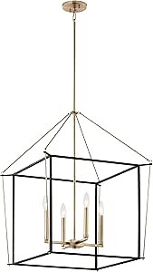 Kichler Eisley 4-Light Foyer Pendant, Soft Modern Light in Champagne Bronze and Black, Sloped Ceiling Compatible, for Foyer, Bedroom, Office or Kitchen (30" x 22.25" x 22.25"), 52627CPZ