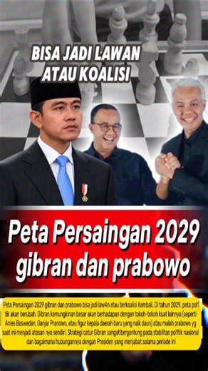 Peta Persaingan 2029 gibran dan prabowo bisa jadi law4n atau berkoalisi Kembali