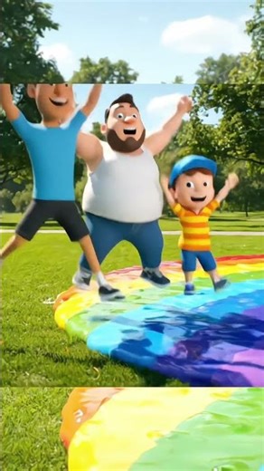 Rainbow Pool Madness 🌈😂 #Funny #SlimeFun #3DCartoon
