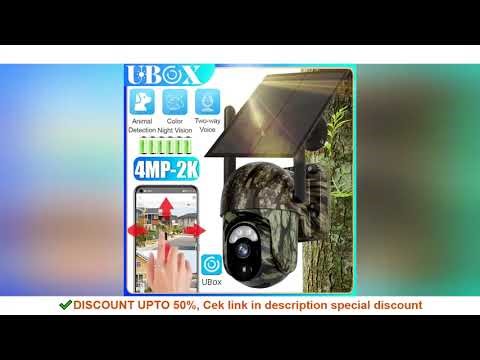Ubox 4G SIM Solar Security Camera Outdoor Surveillance Camera Cellular Trail Camera 2K Color Night V