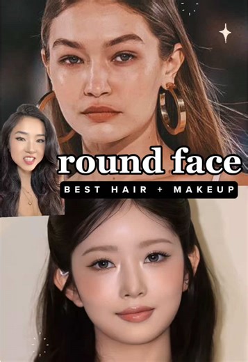 Round face style tips 🤍#roundface #faceshape #makeup #hairtok #makeuptips