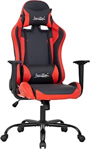 PC Gaming Chair Racing Chair Ergonomic Computer Chair with Lumbar Support Headrest Armrest Task Rolling Swivel Desk Chair PU Leather E-Sports Adjustable Office Chair Red