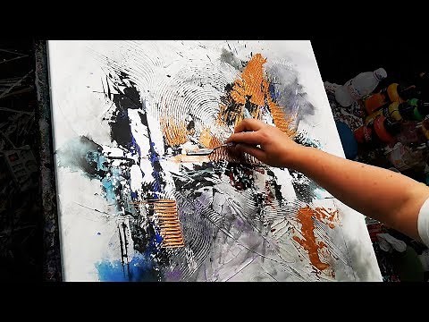 Abstract Painting Demonstration in Acrylics - Modelling Paste, Brush and Palette Knife - Stripe