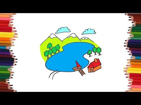 como dibujar un lago | Dibujos faciles