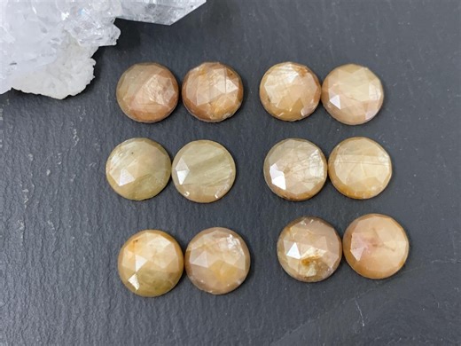 Faceted Yellow Sapphire Round 10mm Cabochon/ Buy by Pair - Etsy