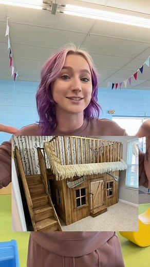 8.6K views · 233 reactions | Unfortunately I can’t keep the roof on the house since the banister is not up to code and I don’t have the skill set or budget to update it at this time. But I could make it super cute without the roof! What do you think?! #grandmasplayroom #indoorplayground | Sierra Zagarri | Facebook