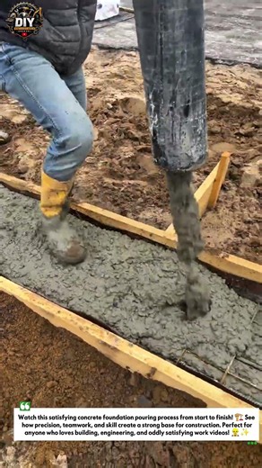 Concrete Foundation Pouring Magic 🏗️ #Construction #Satisfying #DIYBuild