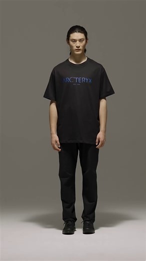 ARC'TERYX始祖鸟 KRAGG SL COTTON SKY PILOT SS1 SS 男子 棉质短袖T恤 BLACK / FLUIDITY/黑色/水