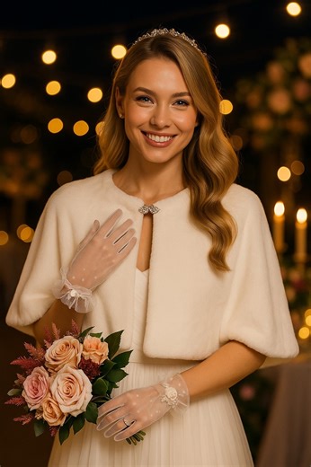 Ivory Faux Fur Bridal Wrap: Winter Wedding Shawl With Brooch - Etsy Canada