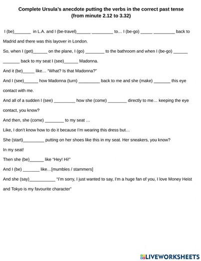 Ursula Corbero and Madonna - Jimmy Fallon worksheet