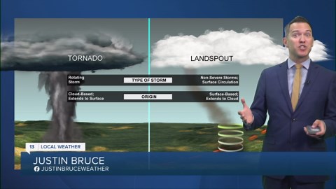 What is a land spout, and how is it different than a tornado?
