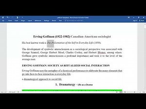 Goffman Theory of Dramaturgy (Front Stage and Back Stage)