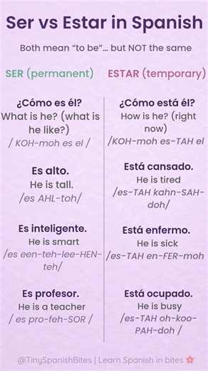 Ser vs Estar in 30 Seconds ⚡| Spanish For Beginers #spanishforbeginners #learnspanish #speakspanish
