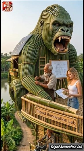 They Built a Giant Gorilla Vehicle… and It Actually Moves 🦍🚗 #woodworking #bambooart