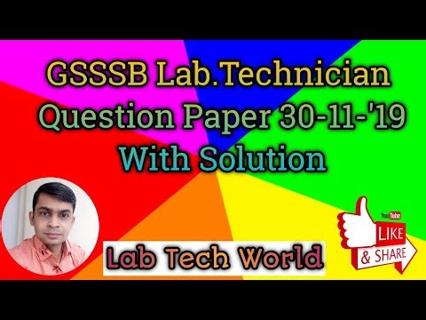 GSSSB Lab Technician Question Paper 2019 Solution OSSSC GPSSB Laboratory Technician Question Paper