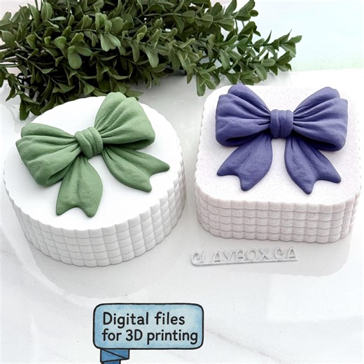 Charming Bow Jewelry Box, Square & Round Trinket Box, Digital STL Files, - Etsy