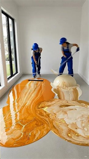 Luxury Marble Epoxy Floor Turns Into a Dream Living Room! ✨ #epoxyfloor #qualityflooring #home