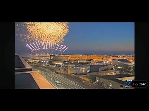 大阪·関西万博 花火 2025/6/28 横浜冷凍屋上ライブカメラ(万博会場俯瞰）