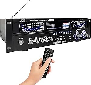 Pyle 6-Channel Bluetooth Hybrid Home Amplifier - 1600W Home Audio Rack Mount Stereo Power Amplifier Receiver w/ Radio, USB/AUX/RCA/MIC, HD/OPT/COAX, AC-3, DVD Inputs, Dual 10 Band EQ - PREA90WBT