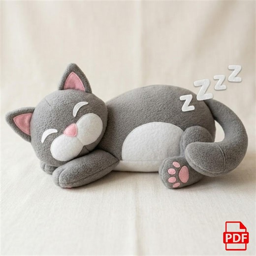 Sleeping Cat Plushie Sewing Pattern, Amigurumi Pattern, Cat Plush Pattern, Sleeping Cat Toy, Stuffed Cat Toy, Kitty, Instant PDF Download - Etsy