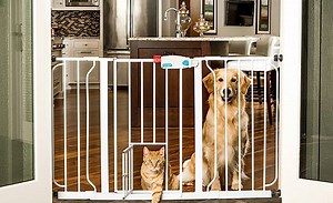 An walk through gate with pet door is an essential tool for homes with pets. Here is a convenient, chew-proof way to contain and protect both your pet and home! | Pet Ninja