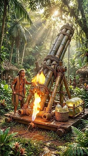 I Built a GIANT Bamboo Water Cannon! 💥💦 (Hydraulic Mortar)